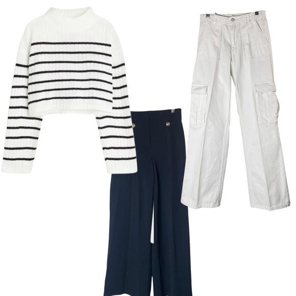 H&M Other - H&M Set of 3 pieces White Jeans  + Boxy Top + Wide Leg Cropped Pant